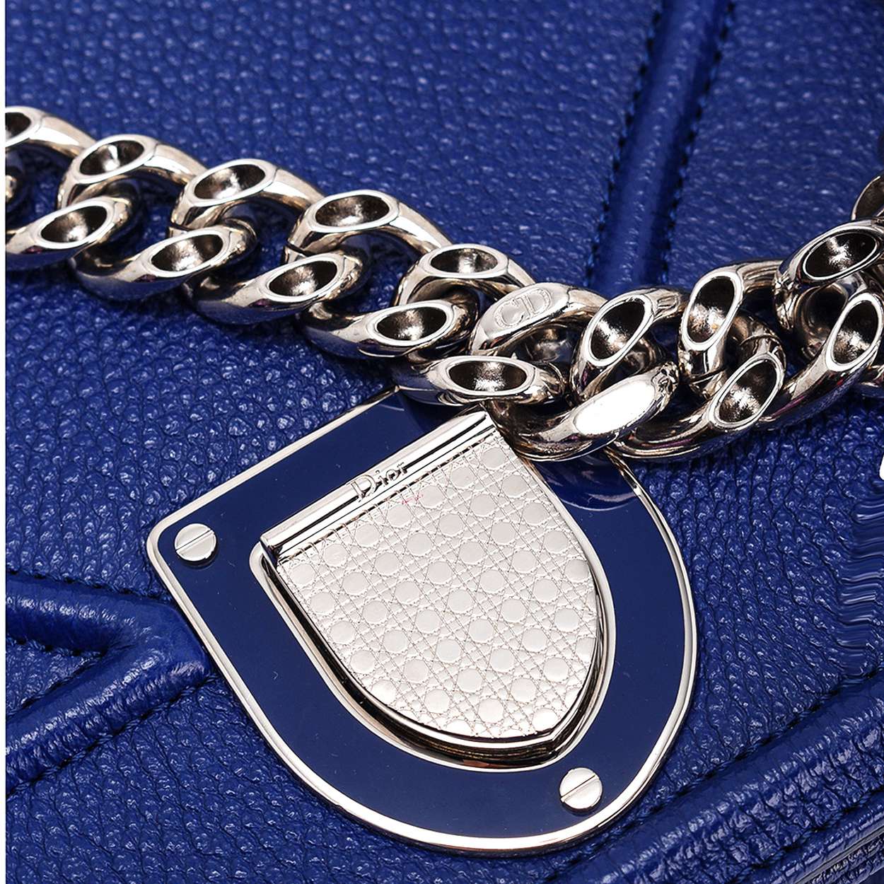 Christian Dior - Saks Blue Calfskin Leather Dioroma Flap Medium Shoulder Bag